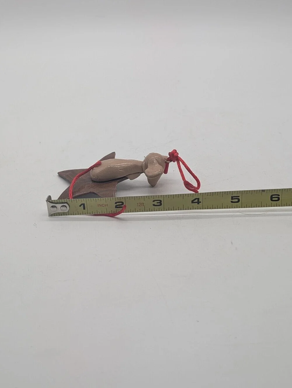 VTG Handmade Polymer Clay Mouse on Gingerbread Star Christmas Ornament